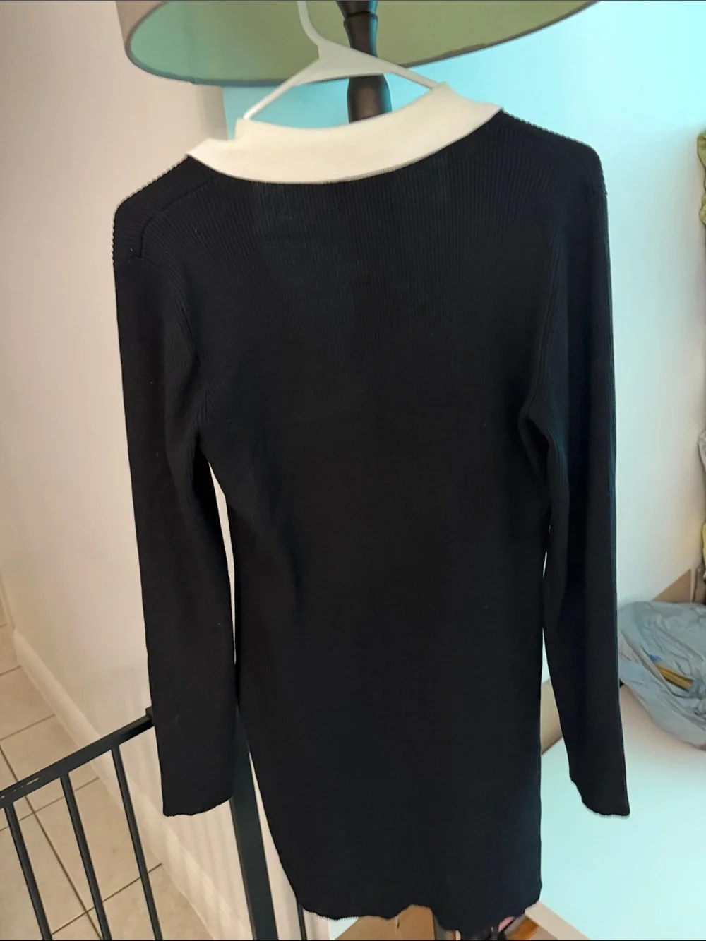 Cider Black & White Contrast-Trim Button Front Longline Cardigan